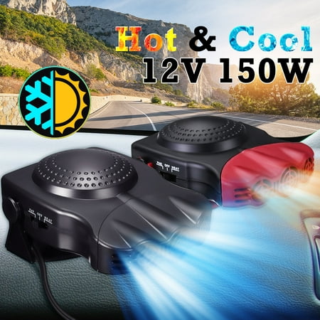 2 In1 Portable Car Heater Heating Hot Cool Cooling Fan 12V 150W Windscreen Demister Defroster Universal Vehicle Auto SUV Van Caravan Truck Cigarette Lighter Socket