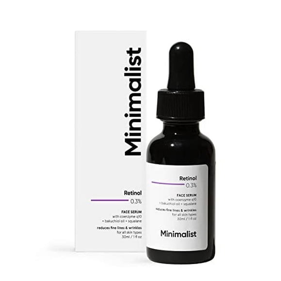 Minimalist Sérum Visage au Rétinol 0,3 % pour Anti-âge pour Débutants / Sérum Visage de Nuit avec Rétinol et Q10 pour Réduire les Ridules et les Rides / pour Femmes et Hommes (30 ml)