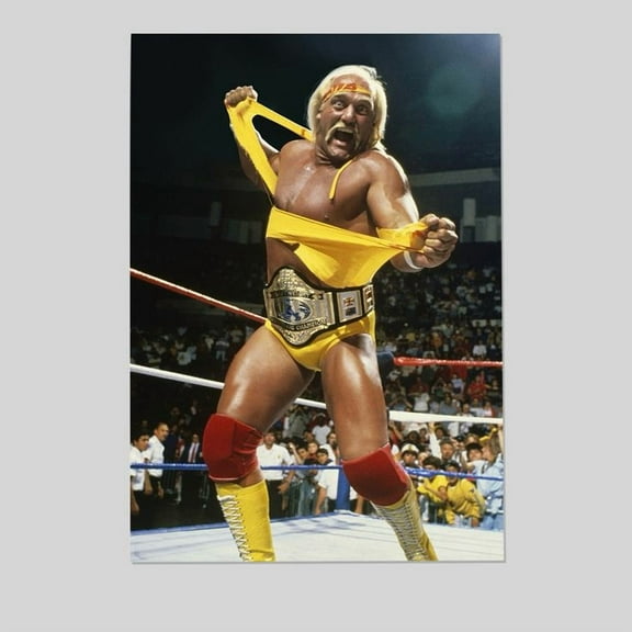 Hulk Hogan 1 showing off his WWF championship belt 2025 Size 24''x36'' - Postora