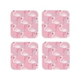thumbnail image 2 of Kll Square Drink Coasters Set Of 4,Pu Leather Absorbent Coasters Set Decorative Coffee Cup Coasters Housewarming Gift For Home Decor-Pink Flamingo, 2 of 9