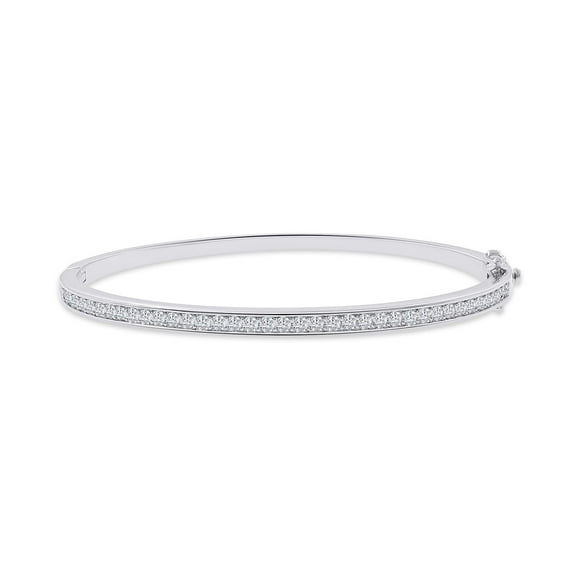 AFFY 18K White Gold Plated Moissanite Bangle Classic Tennis Bracelet | Gold Bracelets for Women | 3.3MM Width Moissanite Diamond Wedding Bracelets for Brides (1.00 Cttw)-6.5IN