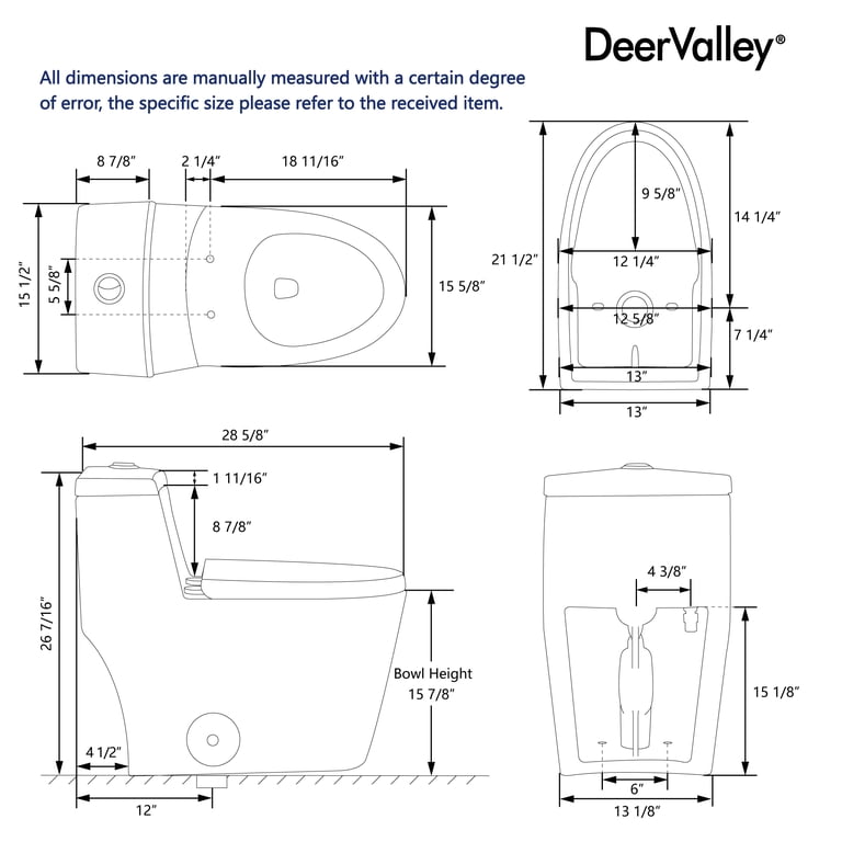 DeerValley Prism DV-1F52636 Dual-Flush Elongated One-Piece Toilet 