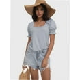 thumbnail image 3 of Women's Square Neck Tops Ruffle Trim Sleeve T-Shirts for Summer Casual Short Tees, 3 of 7