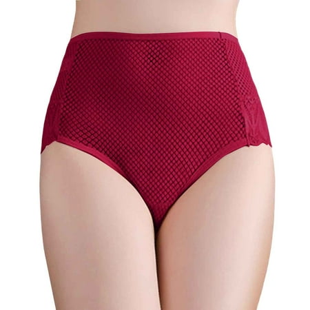 Riforla Womens Panties Women Solid Sexy Lace Seamless Panties Plus Size Mid High Waist Hollow Breathable Briefs Briefs for Women XXL