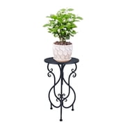 FOUKUS Vintage Iron Plant Stand Tall Single Plant Stand: Decorative Metal Pedestal Holder Table for Indoor Outdoor Garden Use, Elegant Black Flowerpot Planter Stand for Home Corner Decor