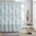 thumbnail image 3 of Teal and Grey Leaf Shower Curtain, Abstract Farmhouse Plants Floral Branches Waterproof Shower Curtain Set with 12 Hooks Lightweight Bath Curtains Fabric Bathroom Decor 48x72 Inches, 3 of 9