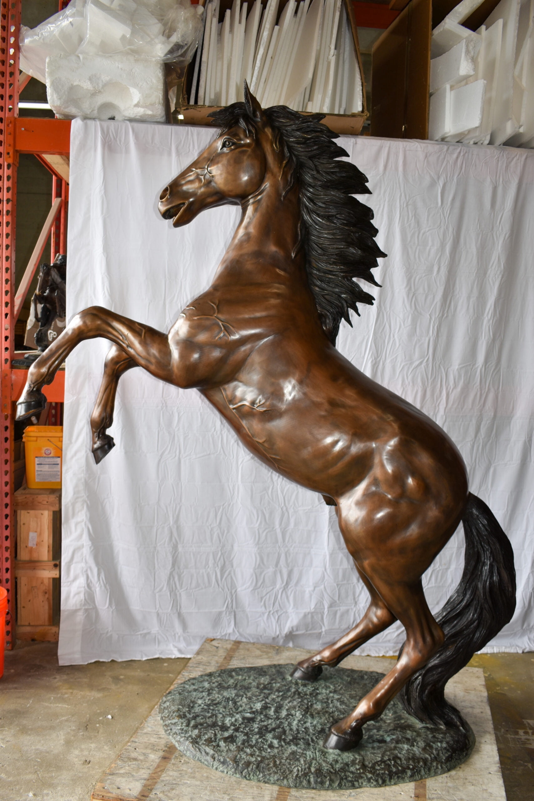 Nifao Graceful Life-Sized Horse on Hind Legs Bronze Statue – Garden Outdoor Decor Sculpture, 72"L x 34"W x 88"H