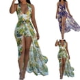 thumbnail image 3 of TJAZFJPA Robes de Cocktail pour Femmes Aguichant à Col en V Profond, Dos Nu, Imprimé Floral, Fendue, Robe Maxi de Soirée, Robes de Boîte de Nuit pour Femmes, Robes d'Été Aguichant pour Femmes, 3 of 7