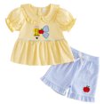 thumbnail image 6 of HAYIMI Girls Summer Short Sleeve Outfit Sets Cute Embroidery Two Piece Tops Shorts Clothes Sets Trendy Clothing Sets, 6 of 9
