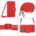 thumbnail image 3 of SaniMore Case for Motorola Edge 40 Neo, PU Leather 3D Lattice Stylish for Girls Crossbody Lanyard Flip Kickstand Card Slots Cash Pocket Magnetic Clasp Full Protective Shockproof Wallet Shell, Red, 3 of 9