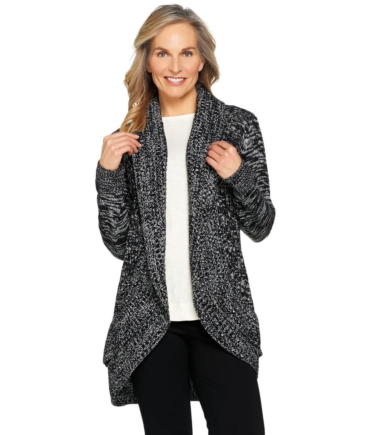 Brand - Attitudes Renee Open Front Sweater Ruffle A284304 - Walmart.com ...