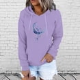 thumbnail image 2 of Jinhomg Fashion Print Sweatshirts for Women Casual Comfy Long Sleeve Drawstring Hoodies Fall Lightweight Thin Fleece Pullovers with Kangaroo Pocket Purple L, 2 of 9