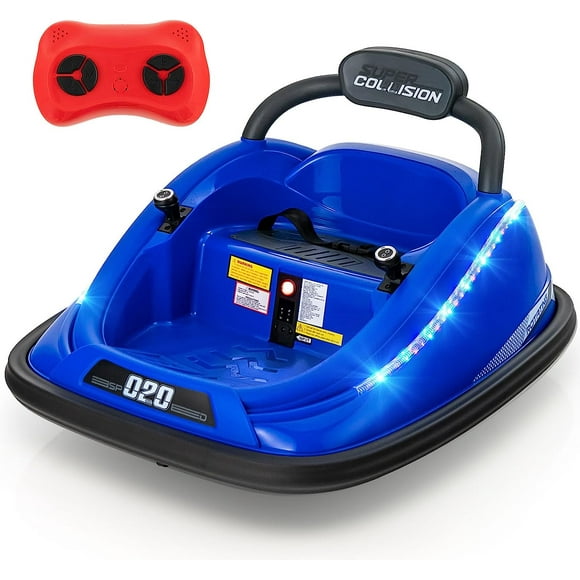 OLAKIDS Bumper Car for Toddlers, 12V Kids Electric Ride on Toy with Remote Control, Battery Powered Vehicle Racer for Baby, 360 Degree Spin Rotation, Colorful Flashing LED Lights, Music