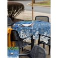 thumbnail image 4 of Outdoor Tablecloth with Umbrella Hole and Zipper, Blue Teal Gnomes Christmas Square Table Cloth 60x60 Inch Waterproof Tablecloth, Xmas Weeping Balls Snowflake Picnic Table Cover for Patio Camping, 4 of 7