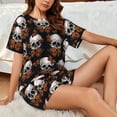 thumbnail image 4 of Wukai Butterfly Skull Women's Pajama Set,Short-Sleeve Top and Shorts with Elastic Waistband and Pockets for Loungewear, Yoga, and Casual Wear-Large, 4 of 8