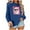 Blue, variant on Crew Neck Sweatshirts Wome Christmas Santa Claus Print Shirt Long Sleeve Pullover Loose Tops for Festive