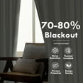thumbnail image 5 of DriftAway Farmhouse Linen Blend Blackout Curtains 63 Inches Long for Bedroom Vertical Striped Printed Linen Curtains Thermal Insulated Lined Treatments for Living Room 2 Panels W52 x L63 Linen Grey, 5 of 8
