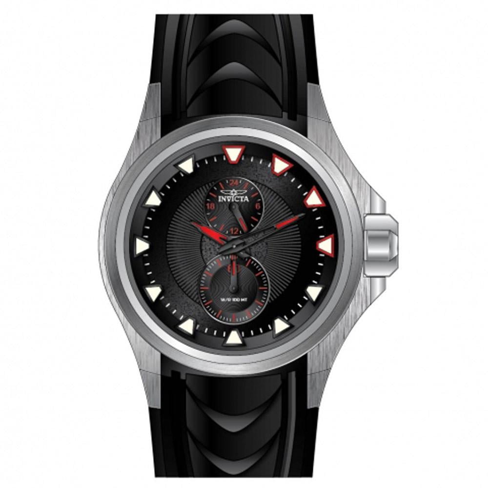 Invicta Men's 12336 S1 Rally GMT Black Texture Dial Black Polyurethane Watch