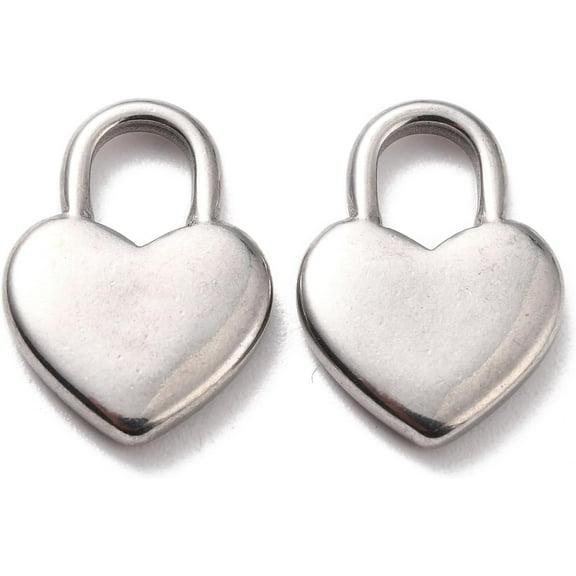 5Pcs Metal Charms Pendant 304 Stainless Steel Pendants Heart Stainless Steel Color for Women DIY Necklace Bracelet Earring Jewelry Craft Making 16.5x12x2.5mm Hole: 5.5x6mm