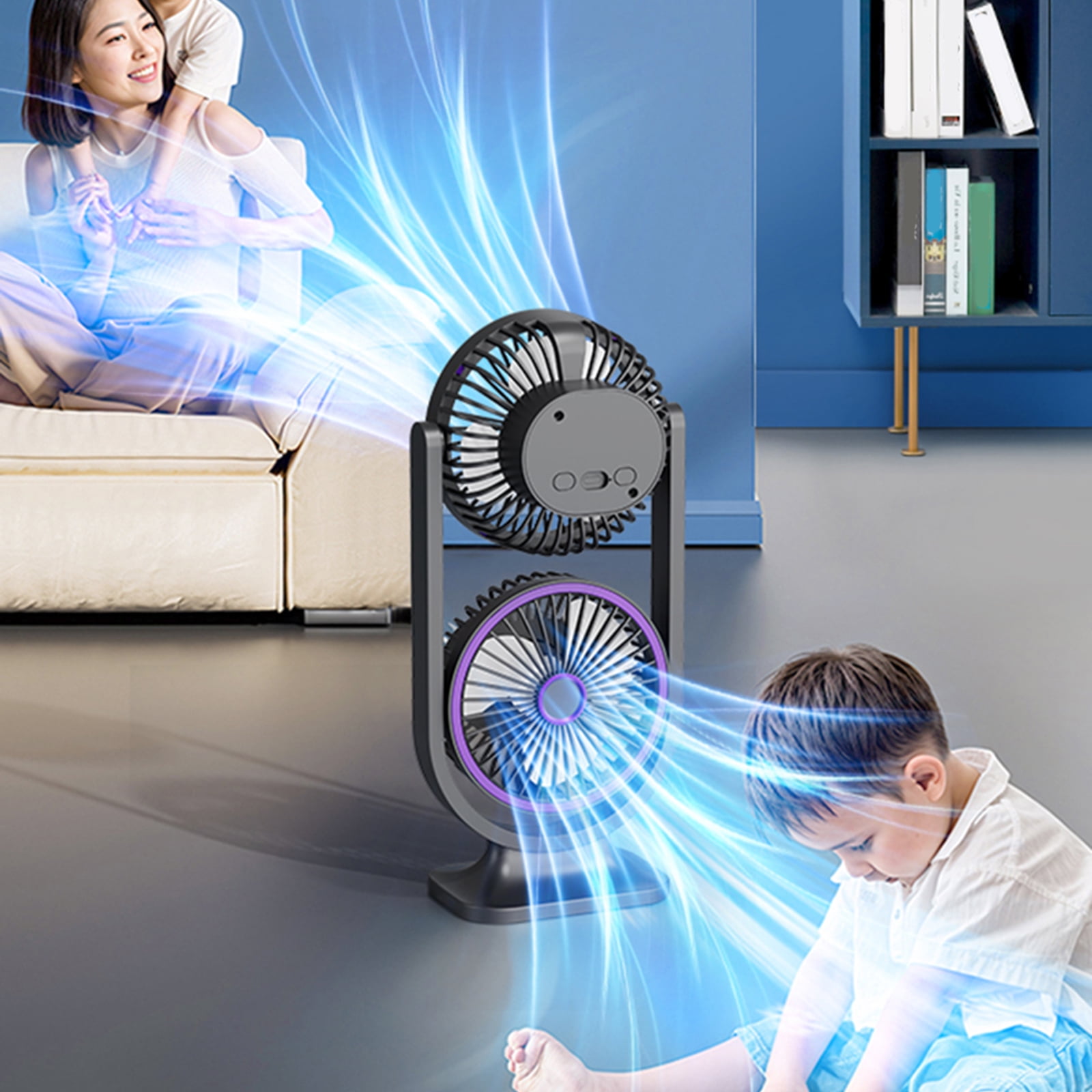 1. Head USB Rechargeable Fan, Portable Cooling Fan with Quiet for Home Office Travel Car Bedroom Living Room