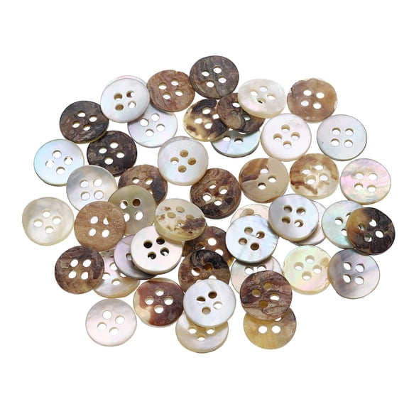 50pcs Natural Shell Buttons, 4 Hole Mother of Pearl Buttons 11.5mm Sewing Craft Buttons for Shirt Bag DIY Sewing Crafts Decoration, Multicolored