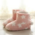 thumbnail image 4 of HOOWIFFY Fashionable Star Pattern Plush Lined Cotton Ankle Bootie Slippers for Women's Winter Warm AntiSkid Home Office Use Pink, 4 of 4