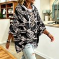 thumbnail image 5 of Oversized 3/4 Sleeve Hoodie for Women Retro Pattern Pullover Hooded Sweatshirt Loose Fit Casual Soft Fall Winter Workout Outfit, 5 of 6