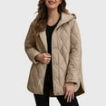 thumbnail image 2 of adviicd Long Jackets for Women Fashion Winter Coat for Women Business Casual Quilted Hooded Lightweight Jackets (Khaki, L), 2 of 5