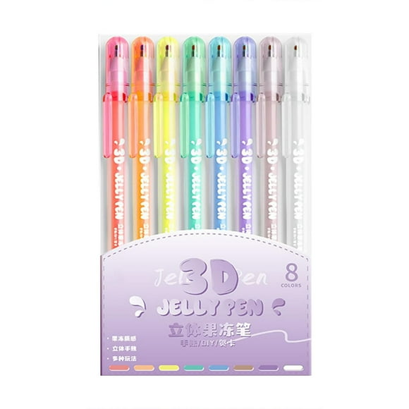 Gkeoshab Pen 3D Jelly Pens 8 Colors Candy Color Gel Ink Pens Art Supplies Marker Handwriting Pens Ink Pens For Writing Notes 5ml Home & Garden