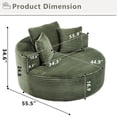 thumbnail image 4 of Aukfa Oversized Round Chaise Longue Chair Indoor, 56-inch Upholstered Corduroy Deep Seat Circle Cloud Sofa Chair, Green, 4 of 8