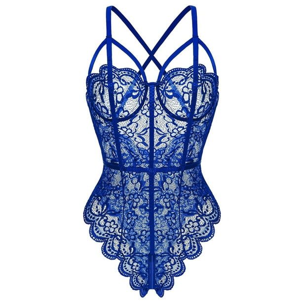Shakub Womens Sexy Lace One Piece Lingerie See Through Bodysuit