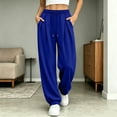 thumbnail image 2 of Women's Baggy Sweatpants Y2K Pleated High Waist Drawstring Jogger Pants Soft Casual Street Athletic Pants with Pockets Fall Outfits Blue, 2 of 8