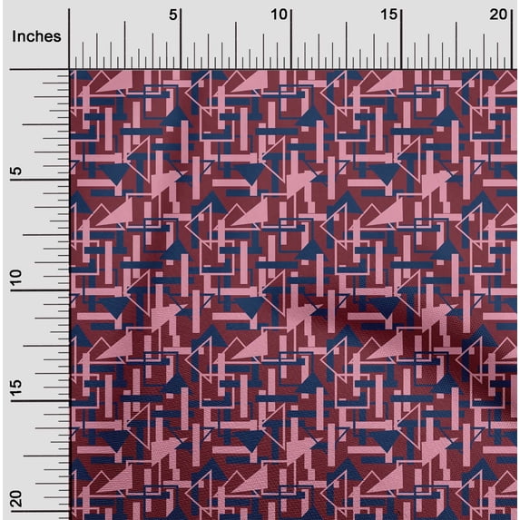 oneOone Polyester Lycra Fabric Square & Triangle Geometric Printed Fabric 1 Yard 56 Inch Wide