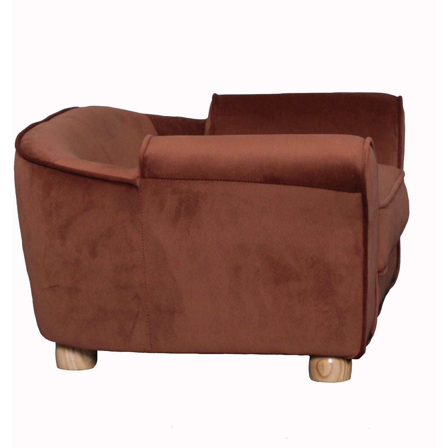 Critter Sitters 34-in. Faux Velvet Pet Bed Sofa for Medium-Sized Dogs and Cats in Brown