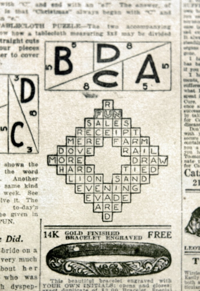 Crossword Puzzle 1913. Nsolution To The First Crossword Puzzle From The