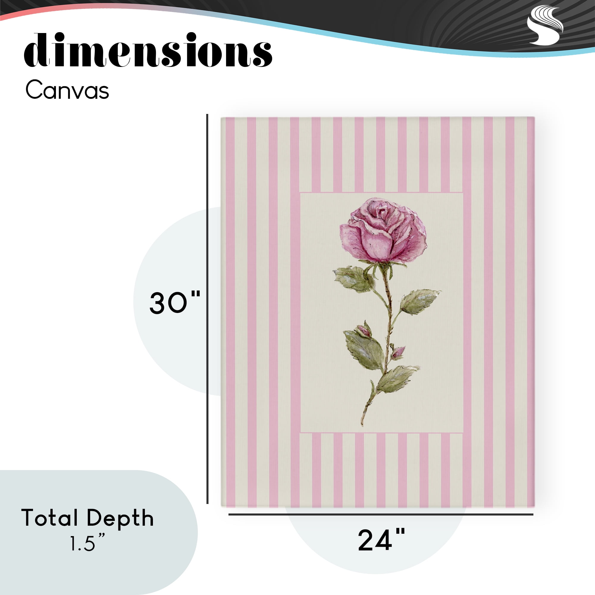 Pink Stripe Rose Canvas Wall Art, design by Lisa Wehmeyer