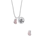 thumbnail image 2 of Delight Jewelry Silvertone Translucent Pink Flying Butterfly Silvertone Script Initial Disc - R - Charm Necklace, 20"+3", 2 of 4
