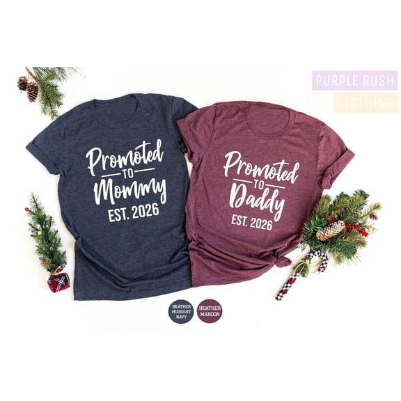 Promoted to Mommy and Daddy Est 2026 Baby Announcement Pregnancy Shirt New Mom Gift Mom Sh