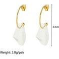 thumbnail image 2 of Stainless Steel Irregular Transparent Crystal Cubic Zirconia Dangle Stud Earrings Real 18K Gold Plated, 2 of 3