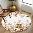 thumbnail image 2 of Round Rug 5Ft Washable Non-Slip, Brown Yellow Eucalyptus Leaves Circle Area Rugs for Living Room Bedroom, Watercolor Spring Summer Botanical Indoor Floor Mats Carpet Runner for Home Decor Aesthetic, 2 of 8