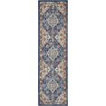 thumbnail image 1 of homeroots home decor 385614 2’ x 8’ Blue and Ivory Medallion Runner Rug, 1 of 1
