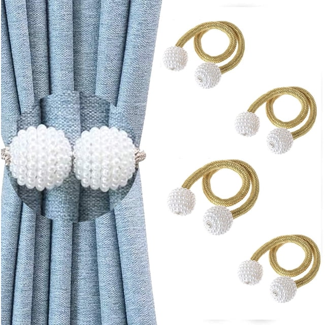 Paquete de 4 alzapaños magnéticos para cortinas, prácticos alzapaños para cortinas, soporte tejido para cortinas de ventana, sujeta cortinas, lazos para cortinas, alzapaños de 16 pulgadas Fokelyi WMPH-1413-1
