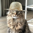 thumbnail image 3 of Pet Sombrero Straw Hat Mini Dog Sun Protection Hat with Flower Adjustable Hawaii Sun Bucket Cap Summer Beach Hat for Small Medium Dogs Cats, 3 of 8