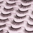 thumbnail image 5 of Faux Mink Lashes Fluffy Wispy Natural Look 14mm False Lashes Strip Clear Band 14 Pairs False Eyelashes 3D Full Dramatic Cat Eye Fake Eyelashes, 5 of 10