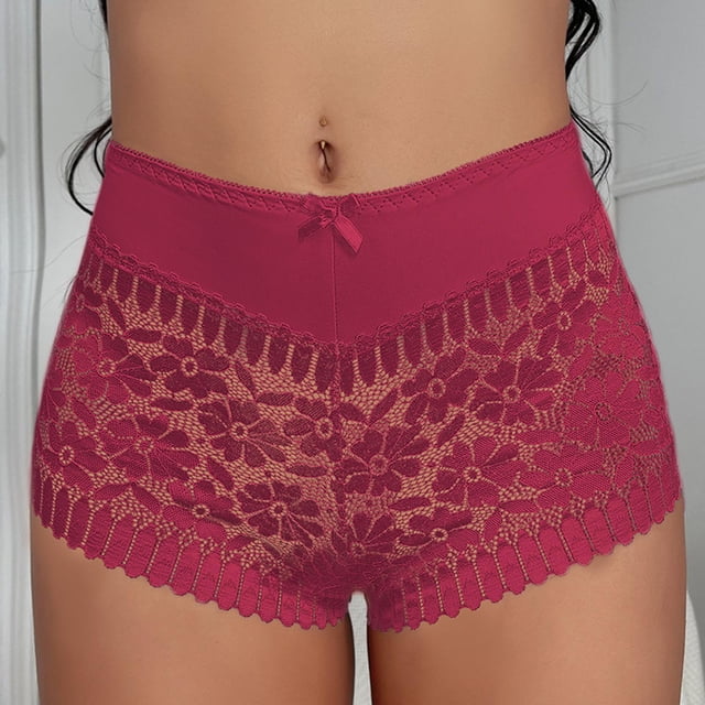 Boxers, Womens Solid Color Lace Mid Low Waist High Elasticity Lift Buttocks Cultivate Oneself Boxers Briefs