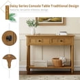 thumbnail image 3 of GZXS Console Table with Drawers for Entryway, 36" Vintage Pine Wood Sofa Table with Bottom Shelf for Living Room, Hallway, or Dining Room (Natural), 3 of 10