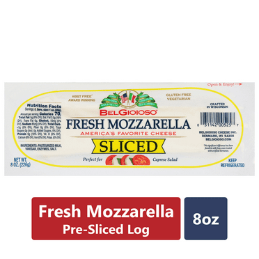 BelGioioso Fresh Mozzarella Sliced Log, 8 oz Refrigerated Plastic Packet