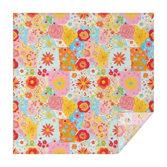 Pioneer Flower Floral Print Pattern Square Tablecloth, Waterproof Wipeable Spillproof Washable Table Cover for Home Kitchen Party Decor, 42"x42"