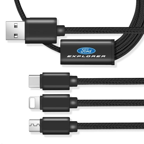  iPick Image para Ford Explorer 3 en 1, negro, 4 pies, cable USB de carga múltiple premium tipo C e iOS, con licencia oficial - Walmart.com