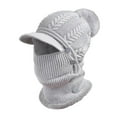 thumbnail image 1 of Pasamontañas de punto elástico, polaina para el cuello, orejeras transpirables, gorro cálido con botones Gris Cola pasamontañas para motocicleta, 1 of 7